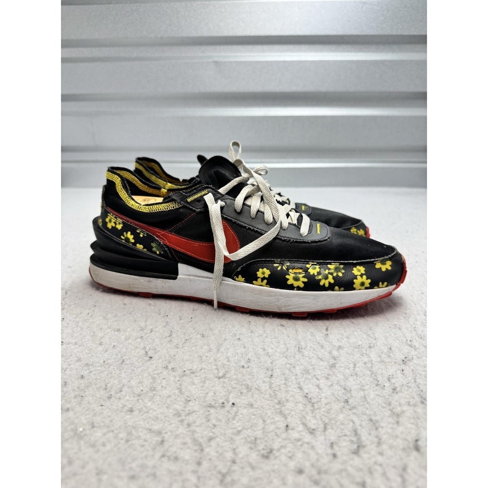 Nike Waffle One SE Shoes Mens Size 12 Black Floral Mesh DQ7637-001 Sneakers
